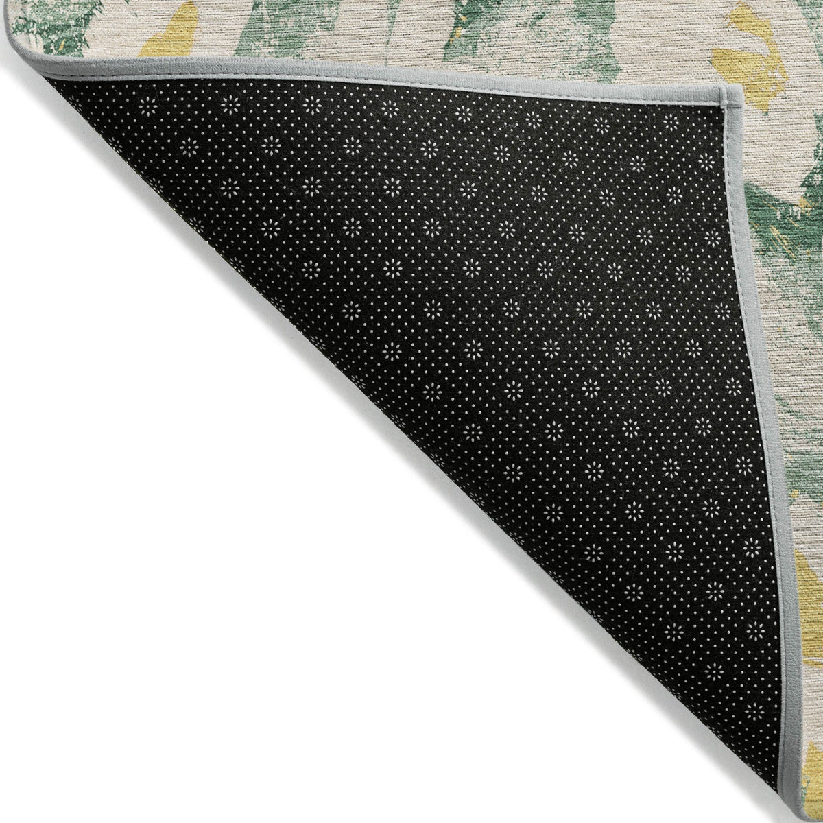 3' X 5' Green Floral Washable Non Skid Indoor Outdoor Area Rug