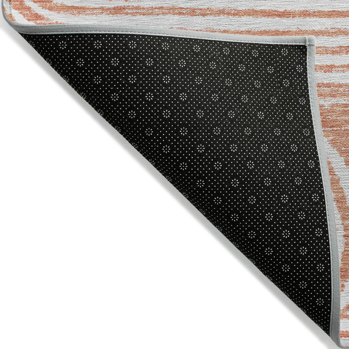 3' X 5' Orange and Ivory Abstract Washable Non Skid Indoor Outdoor Area Rug