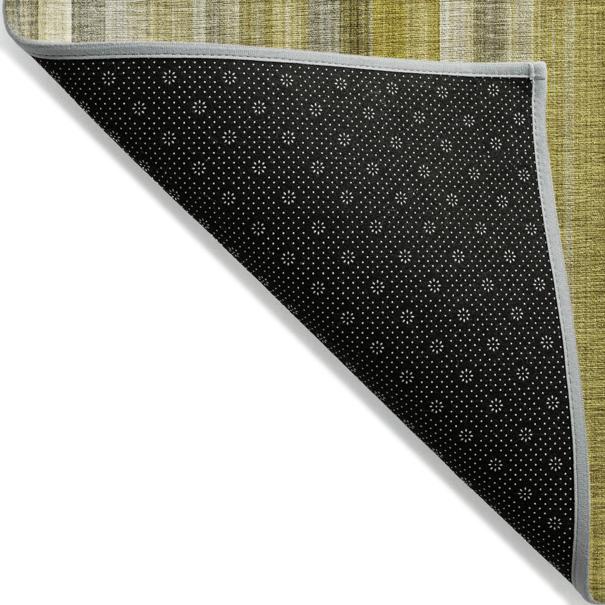 2' X 8' Gold Striped Washable Non Skid Indoor Outdoor Runner Rug