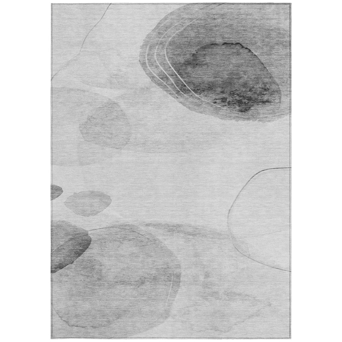 3' X 5' Gray and Light Gray Abstract Washable Non Skid Indoor Outdoor Area Rug