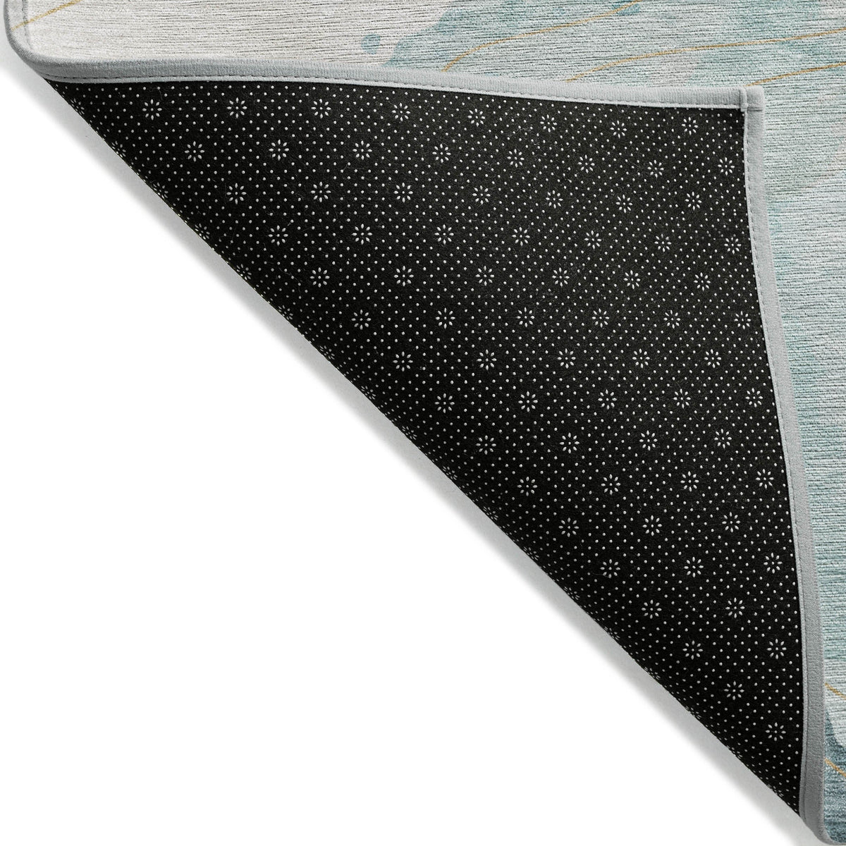 3' X 5' Beige and Blue Abstract Washable Non Skid Indoor Outdoor Area Rug