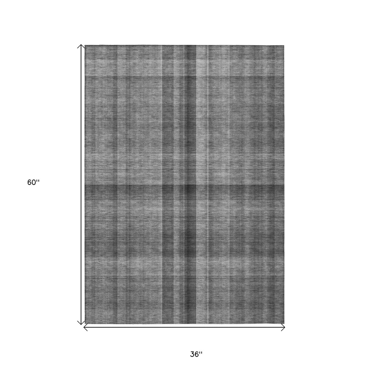 3' X 5' Gray Plaid Washable Non Skid Indoor Outdoor Area Rug