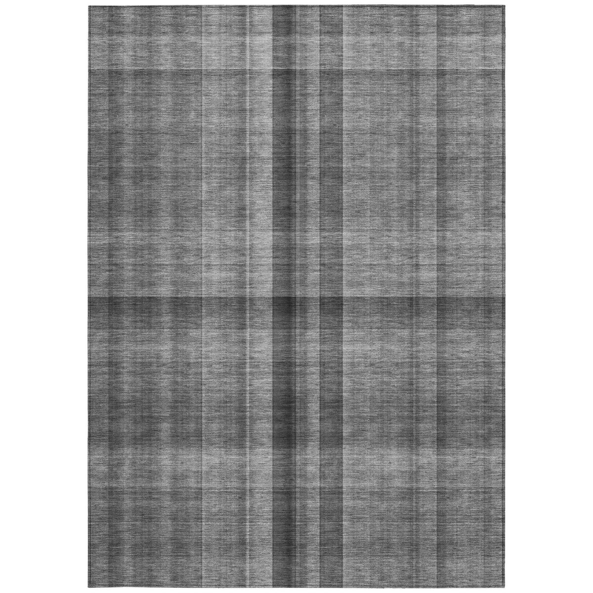 3' X 5' Gray Plaid Washable Non Skid Indoor Outdoor Area Rug