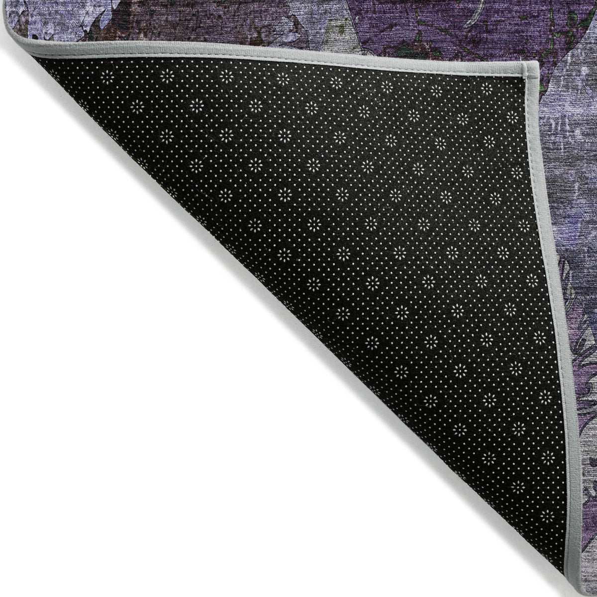 2' X 8' Purple and Green Abstract Washable Indoor Outdoor Runner Rug