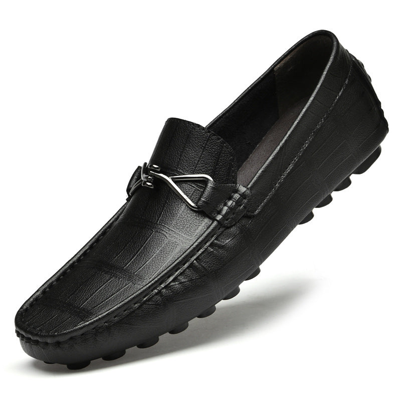 Summer New Leather Shoes Cowhide Gommino Increased 6CM Leisure