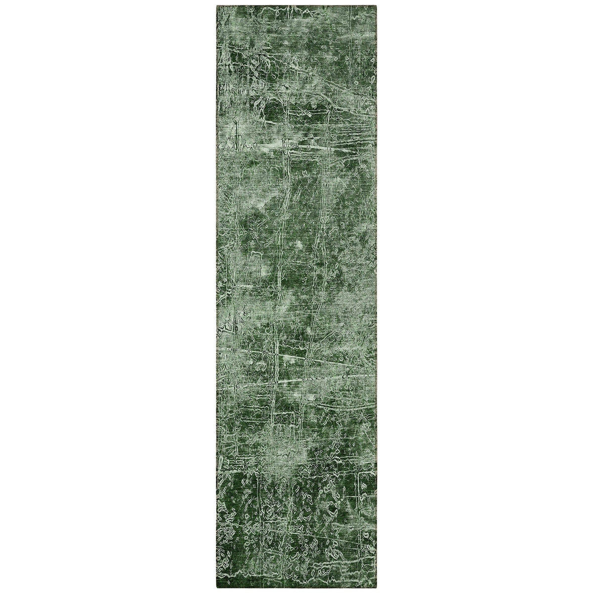 8' Runner Emerald Abstract Washable Non Skid Indoor Outdoor Runner Rug