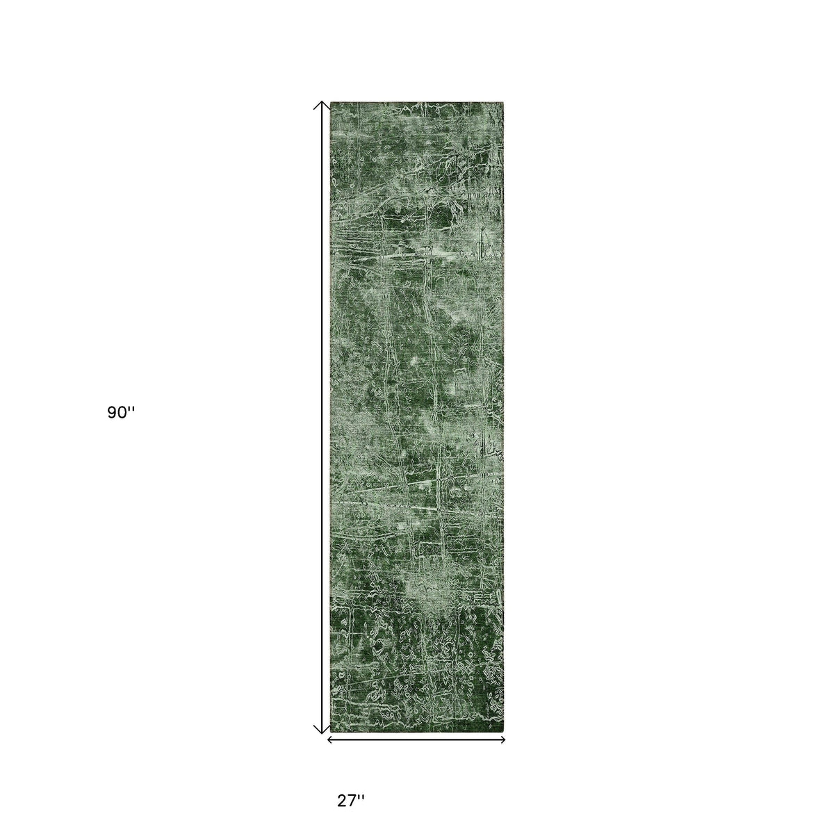 8' Runner Emerald Abstract Washable Non Skid Indoor Outdoor Runner Rug