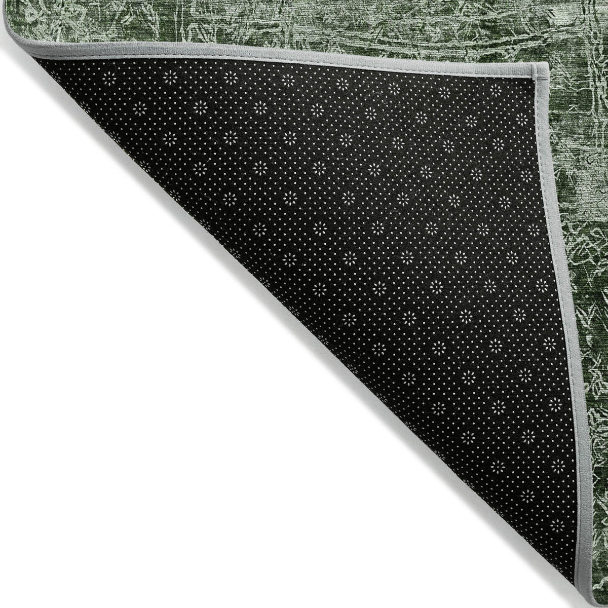 8' Runner Emerald Abstract Washable Non Skid Indoor Outdoor Runner Rug