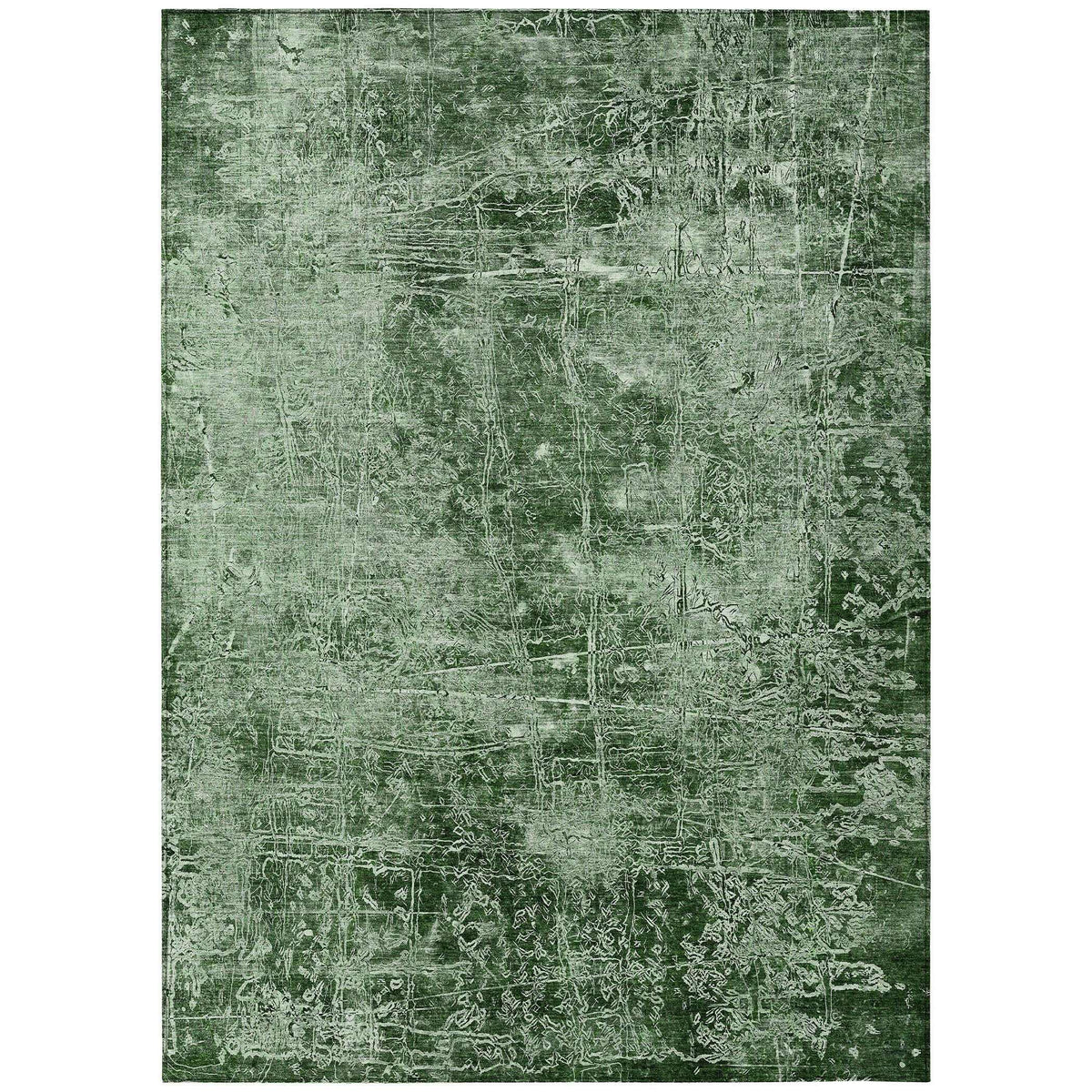3' X 5' Emerald Abstract Washable Non Skid Indoor Outdoor Area Rug