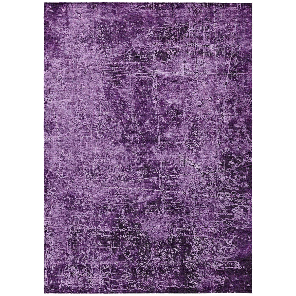 3' X 5' Purple Abstract Washable Non Skid Indoor Outdoor Area Rug
