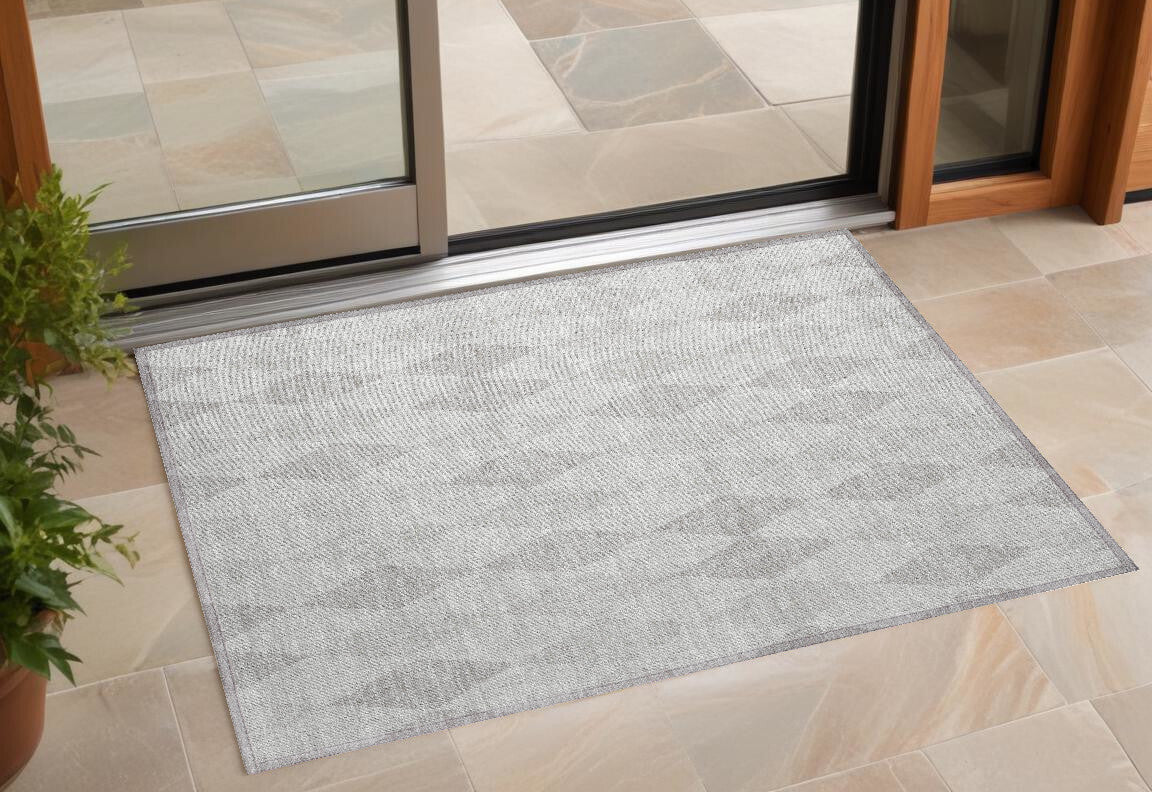 3' X 5' Gray Geometric Washable Non Skid Indoor Outdoor Area Rug