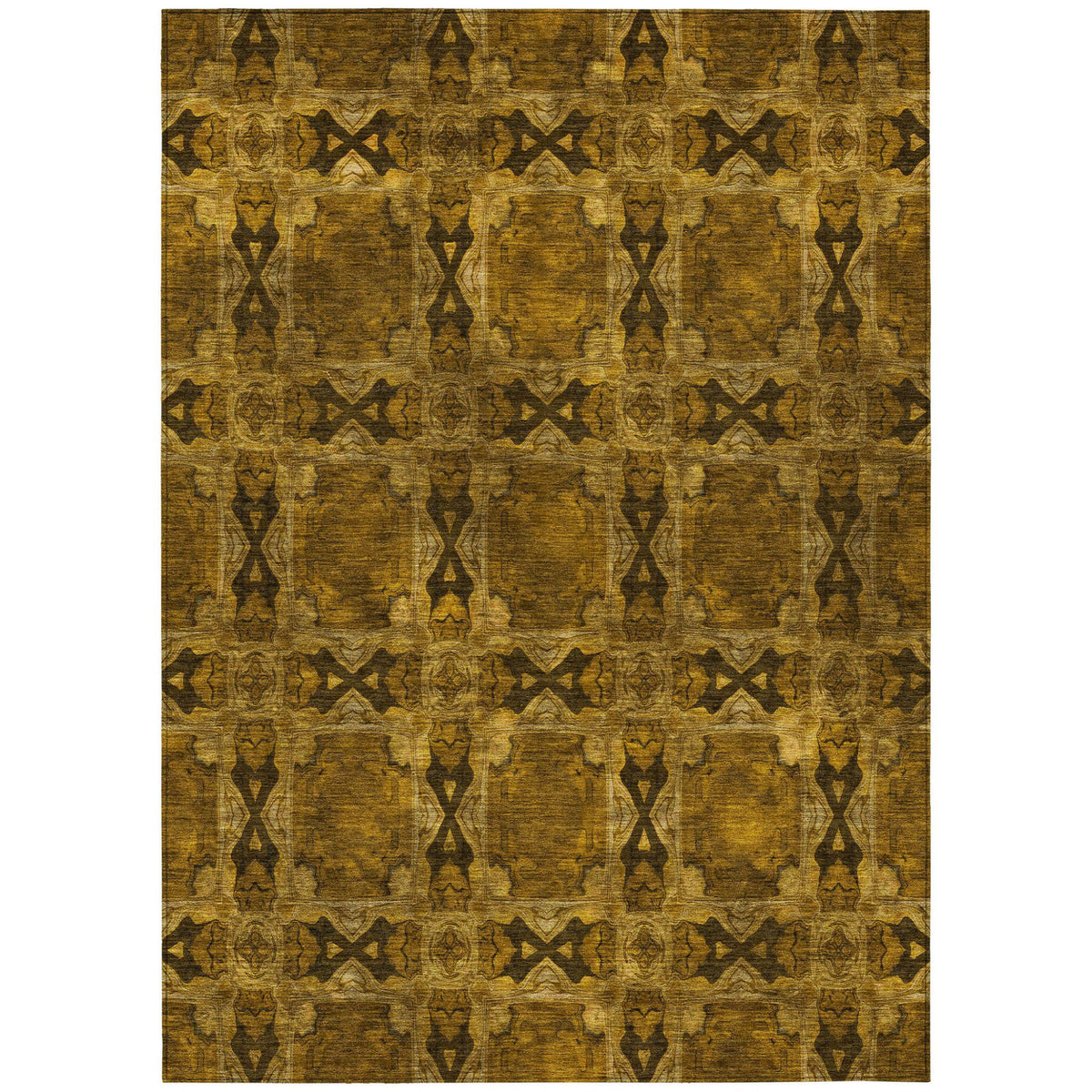 3' X 5' Chocolate Floral Medallion Washable Non Skid Indoor Outdoor Area Rug