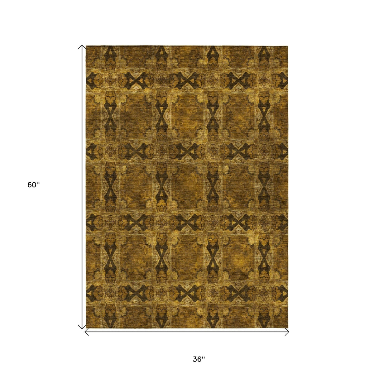 3' X 5' Chocolate Floral Medallion Washable Non Skid Indoor Outdoor Area Rug