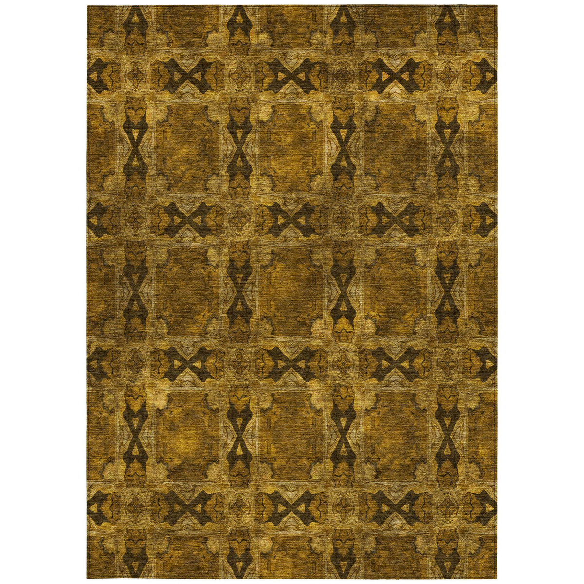 3' X 5' Chocolate Floral Medallion Washable Non Skid Indoor Outdoor Area Rug