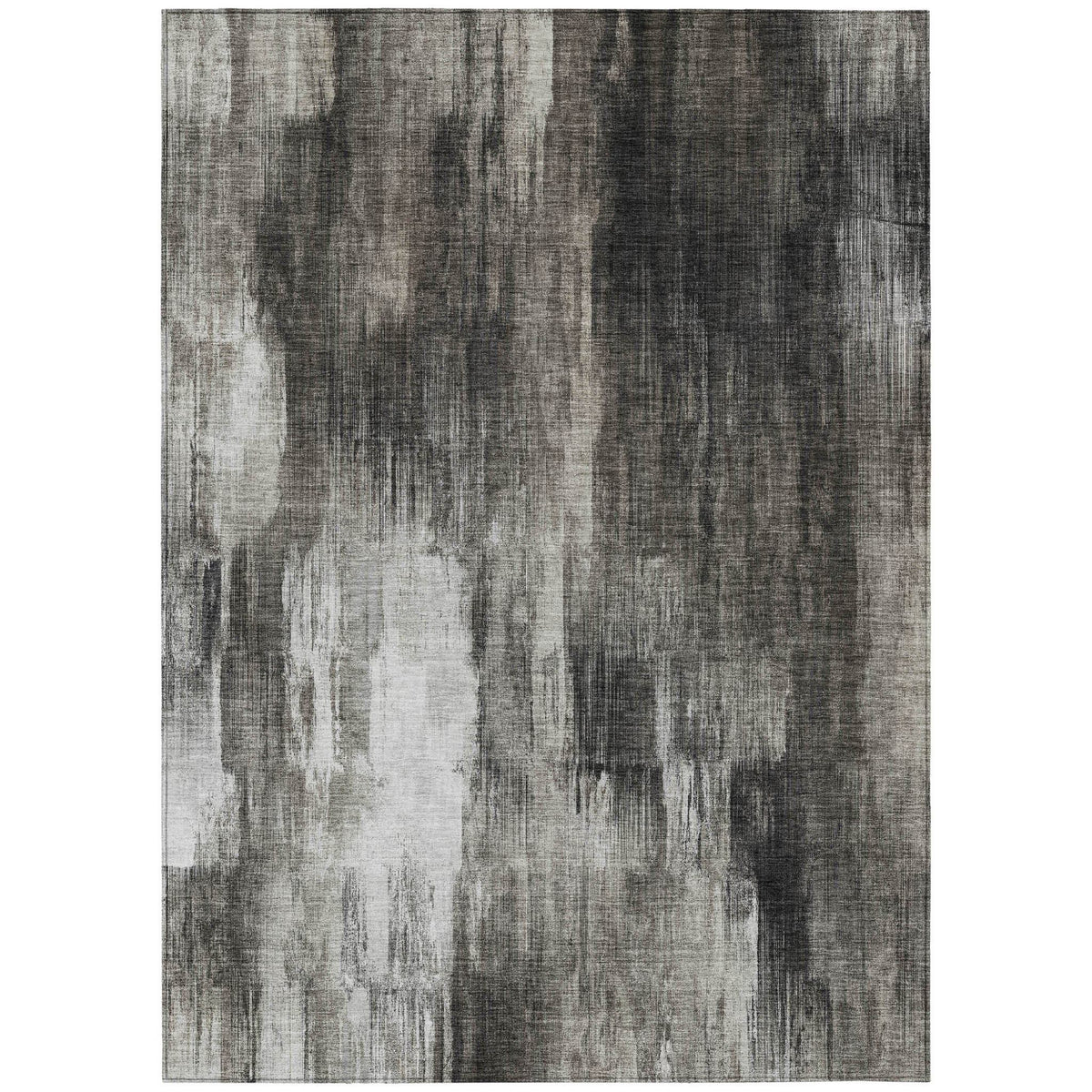 3' X 5' Gray and Black Abstract Washable Non Skid Indoor Outdoor Area Rug