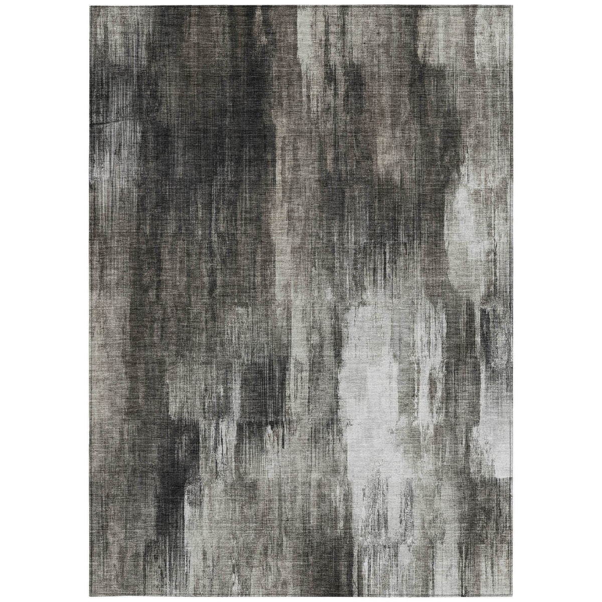 3' X 5' Gray and Black Abstract Washable Non Skid Indoor Outdoor Area Rug
