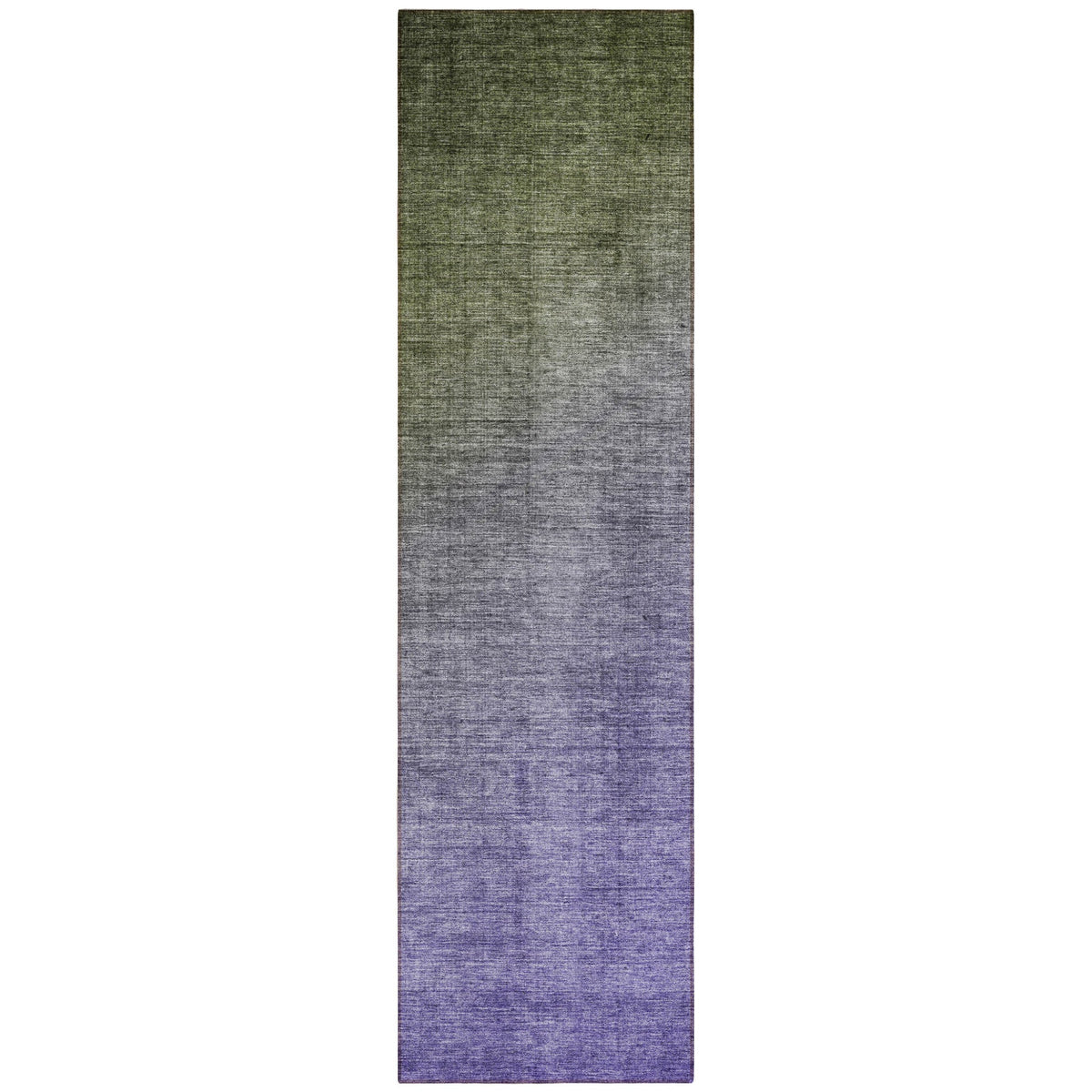 8' Runner Olive Green and Purple Ombre Washable Non Skid Indoor Outdoor Runner Rug