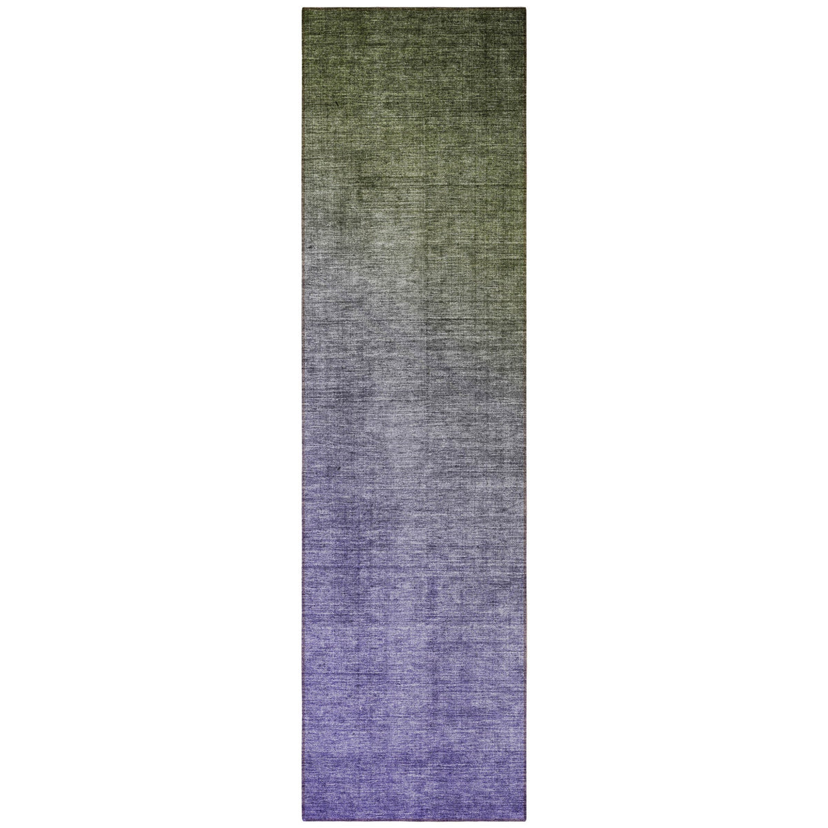 8' Runner Olive Green and Purple Ombre Washable Non Skid Indoor Outdoor Runner Rug