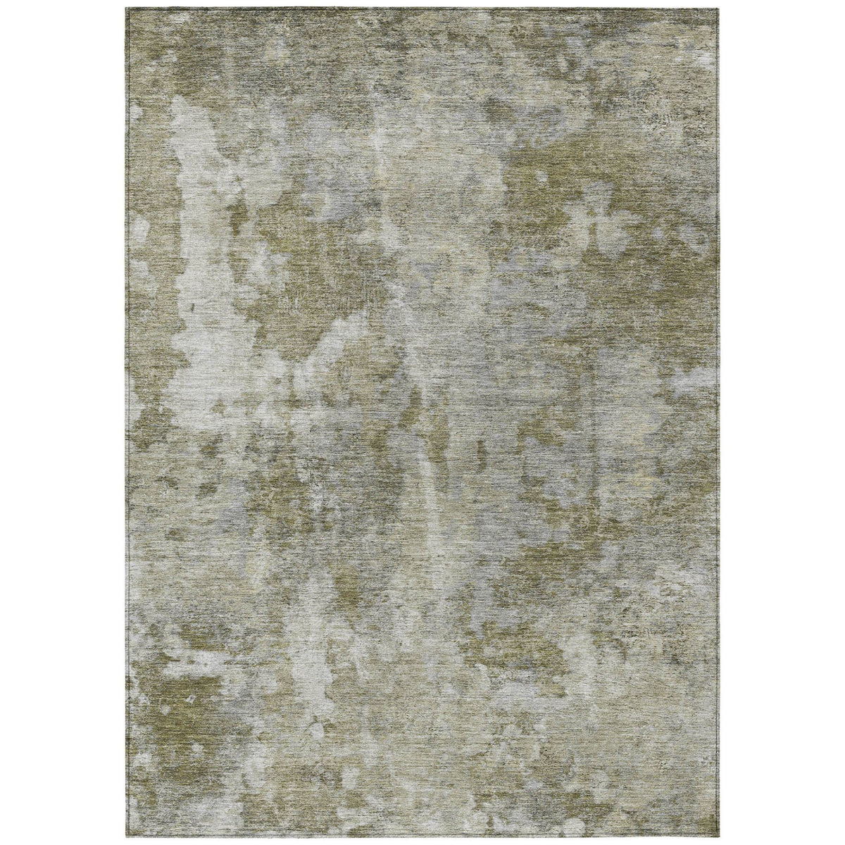 3' X 5' Green Abstract Washable Non Skid Indoor Outdoor Area Rug
