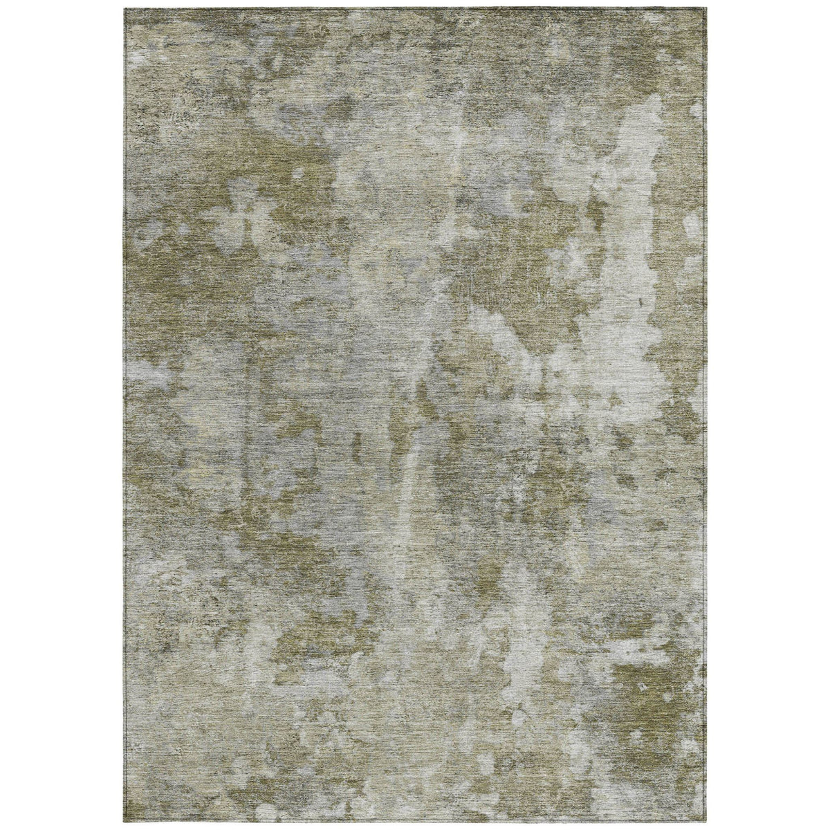 3' X 5' Green Abstract Washable Non Skid Indoor Outdoor Area Rug