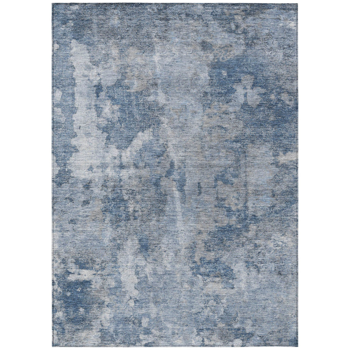 3' X 5' Blue Abstract Washable Non Skid Indoor Outdoor Area Rug
