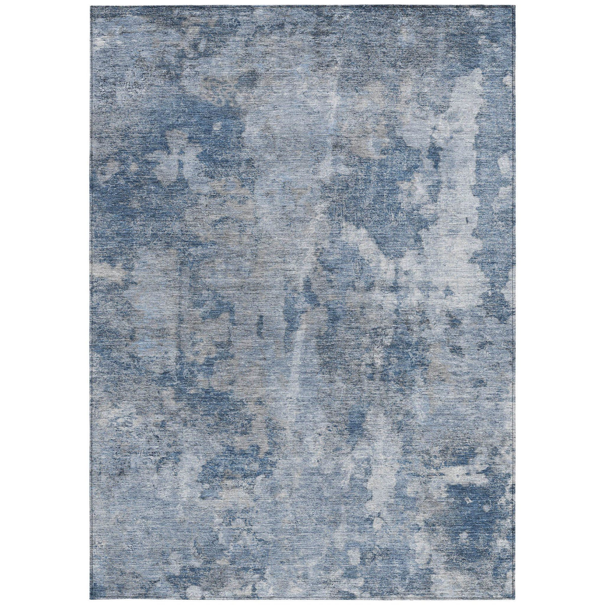 3' X 5' Blue Abstract Washable Non Skid Indoor Outdoor Area Rug
