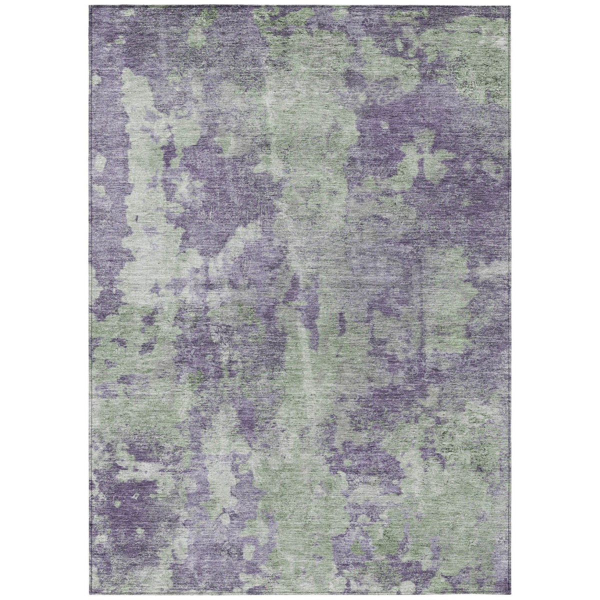 3' X 5' Purple and Green Abstract Washable Non Skid Indoor Outdoor Area Rug