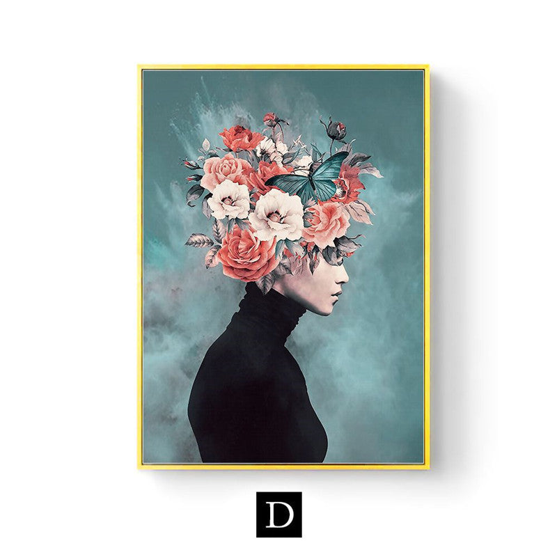 Modern Living Room Home Decor Painting Abstract Floral Character Art Canvas Poster