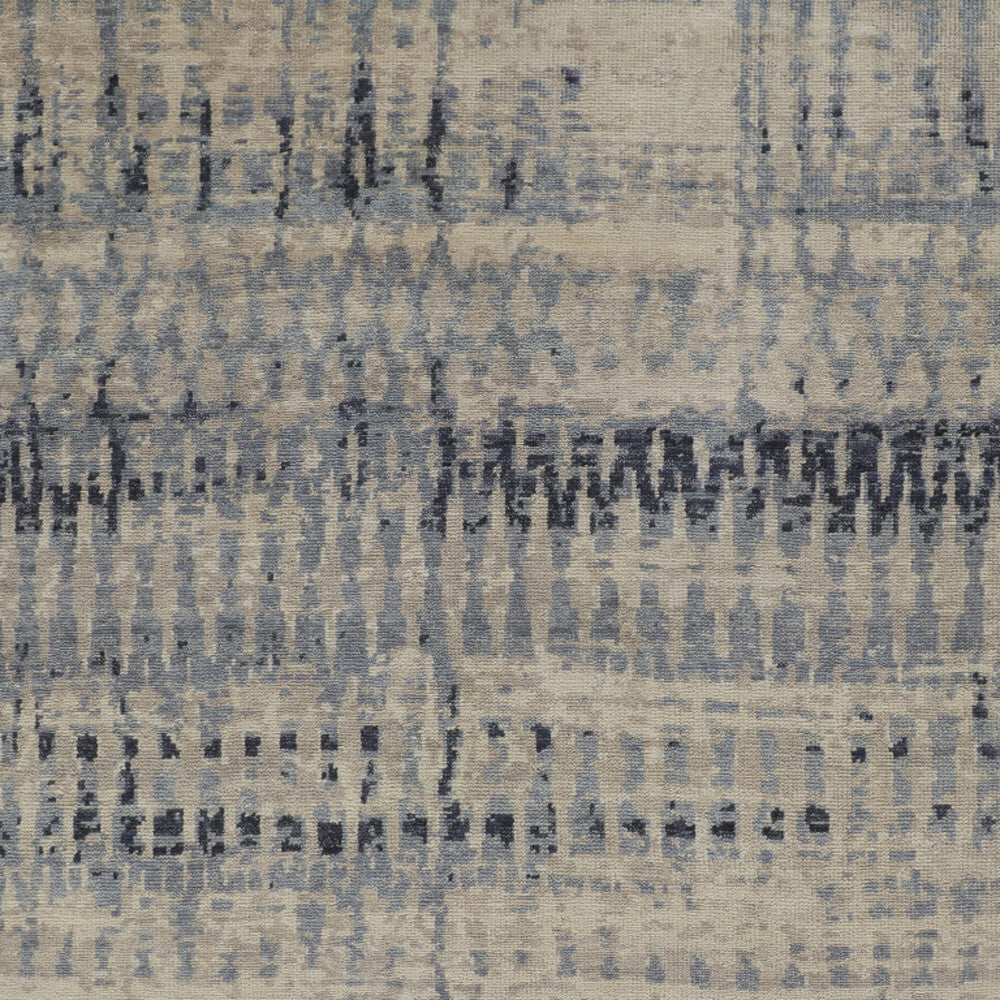 2' X 3' Gray Blue and Ivory Wool Abstract Hand Knotted Area Rug