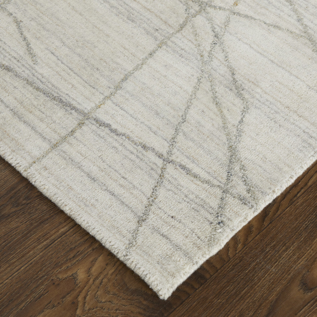2' X 3' Gray and Ivory Abstract Hand Woven Area Rug
