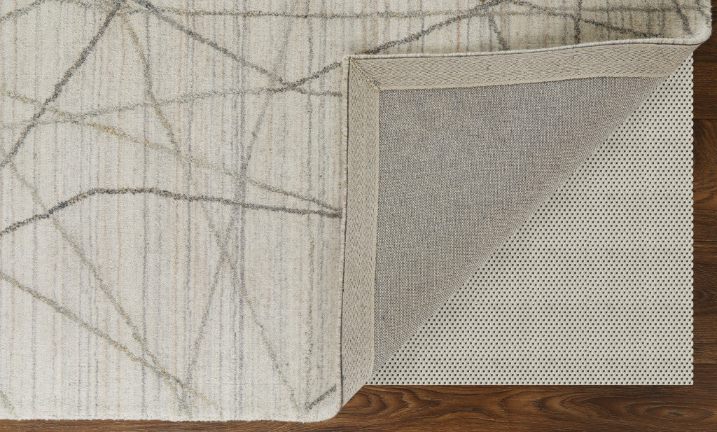 2' X 3' Gray and Ivory Abstract Hand Woven Area Rug
