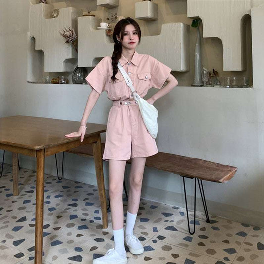 Workwear Denim Jumpsuit Women Summer Thin