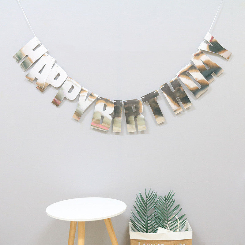 Laser Letters Birthday Pull Flag Decoration Party Supplies