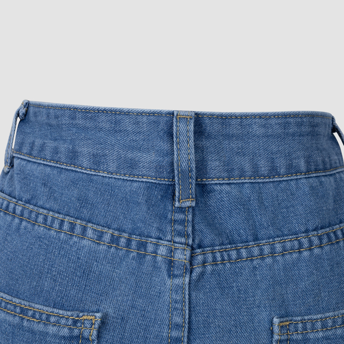 Blue Denim High - Waisted Ultra - Wide - Leg Jeans With Side Slit