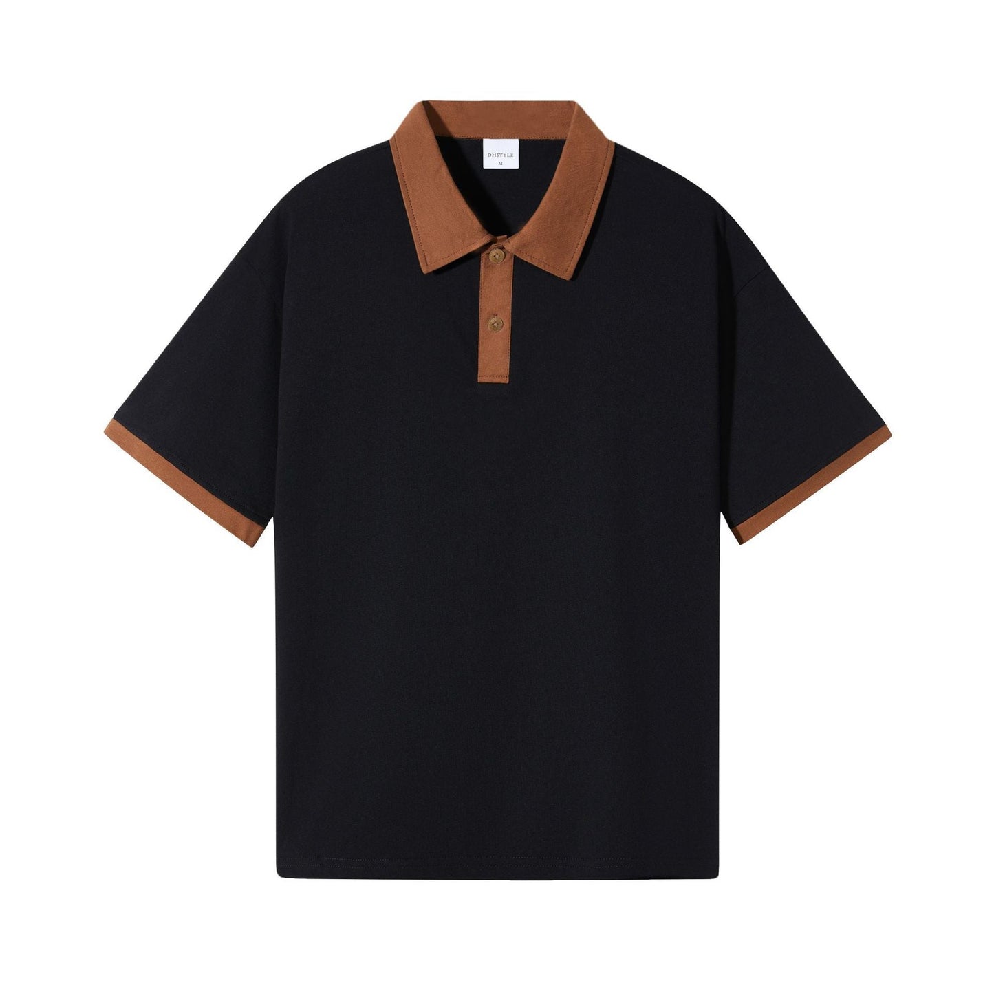 Japanese Fashion Brand Casual Contrast Color Lapel Short Sleeve