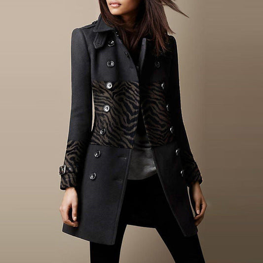 Streetwear Women Jackets Lined Double-breasted Ladies Loose Wool Overcoat Elegant Lapel Solid Pocketed Coats For Autumn Winter