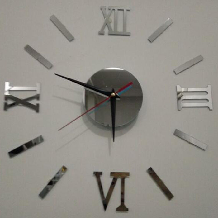 Study Living Room Creative Roman Clock Mirror Silent Wall Clock