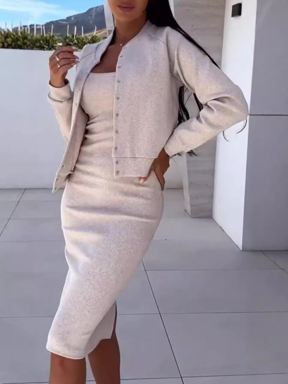 2026 European And American Cross Border Best Selling Autumn-winter New Style Dress And Jacket Women's Two Piece Set