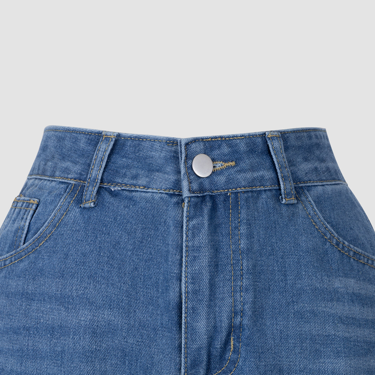 Blue Denim High - Waisted Ultra - Wide - Leg Jeans With Side Slit
