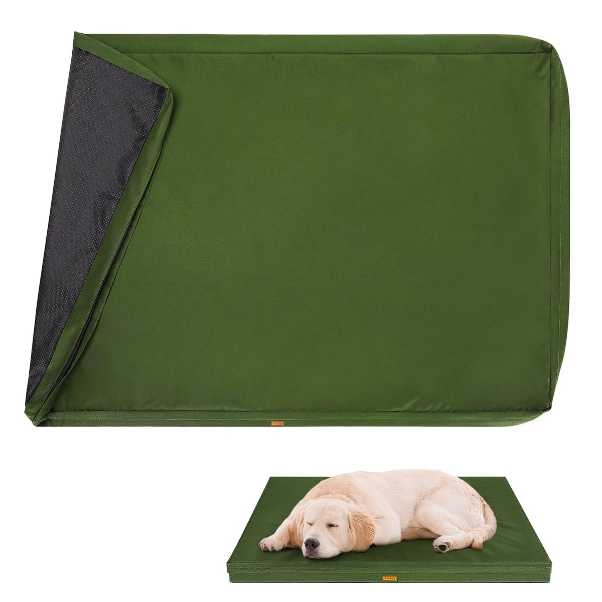 Tivray Waterproof Dog Bed Cover Replacement Dogs Beds Covers with 3-Sided Continuous and Smooth Zipper Washable Removable Pet Bed Mattress Protector Cover 36x27x3 inch - L Cover Only