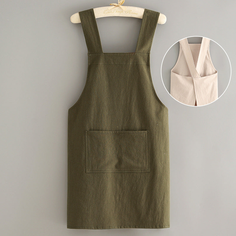 Canvas Breathable Cotton Linen Apron Household Kitchen Antifouling Wear-resistant