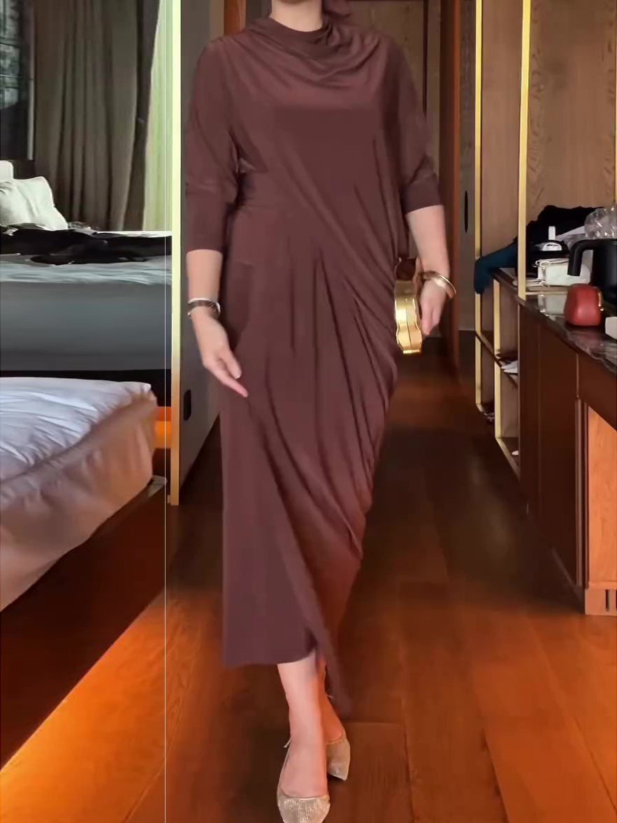 Elegant Pleated Tie Dress Two-piece Set