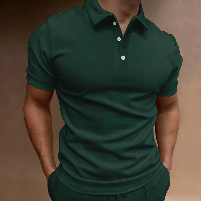 European And American Men's Button T-shirt