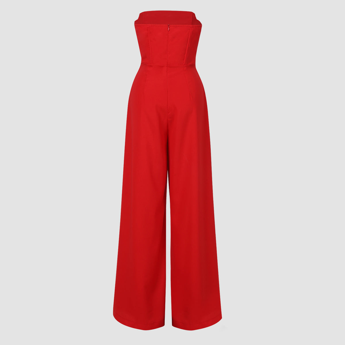 Red Tube Top Wide Leg Jumpsuit