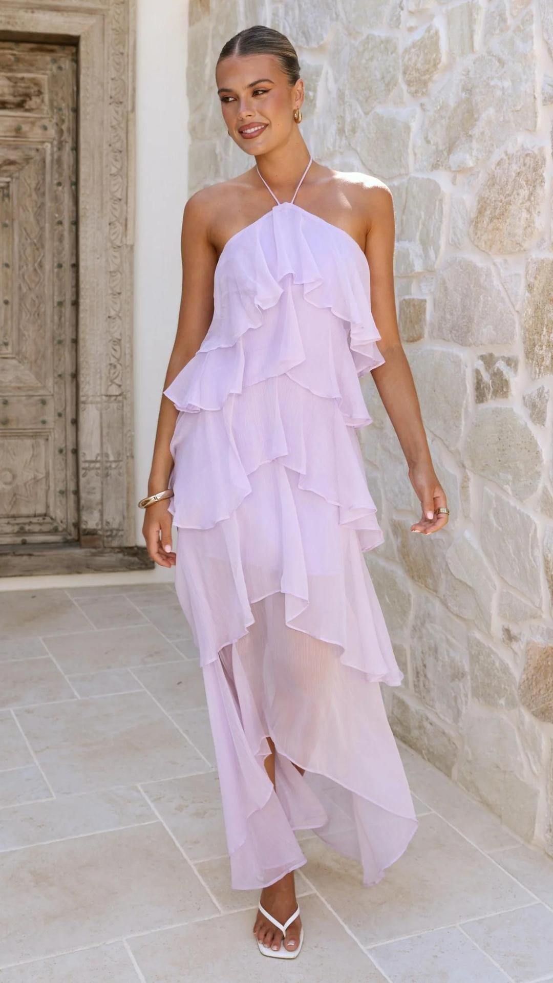 Off-shoulder Chiffon Printed Dress