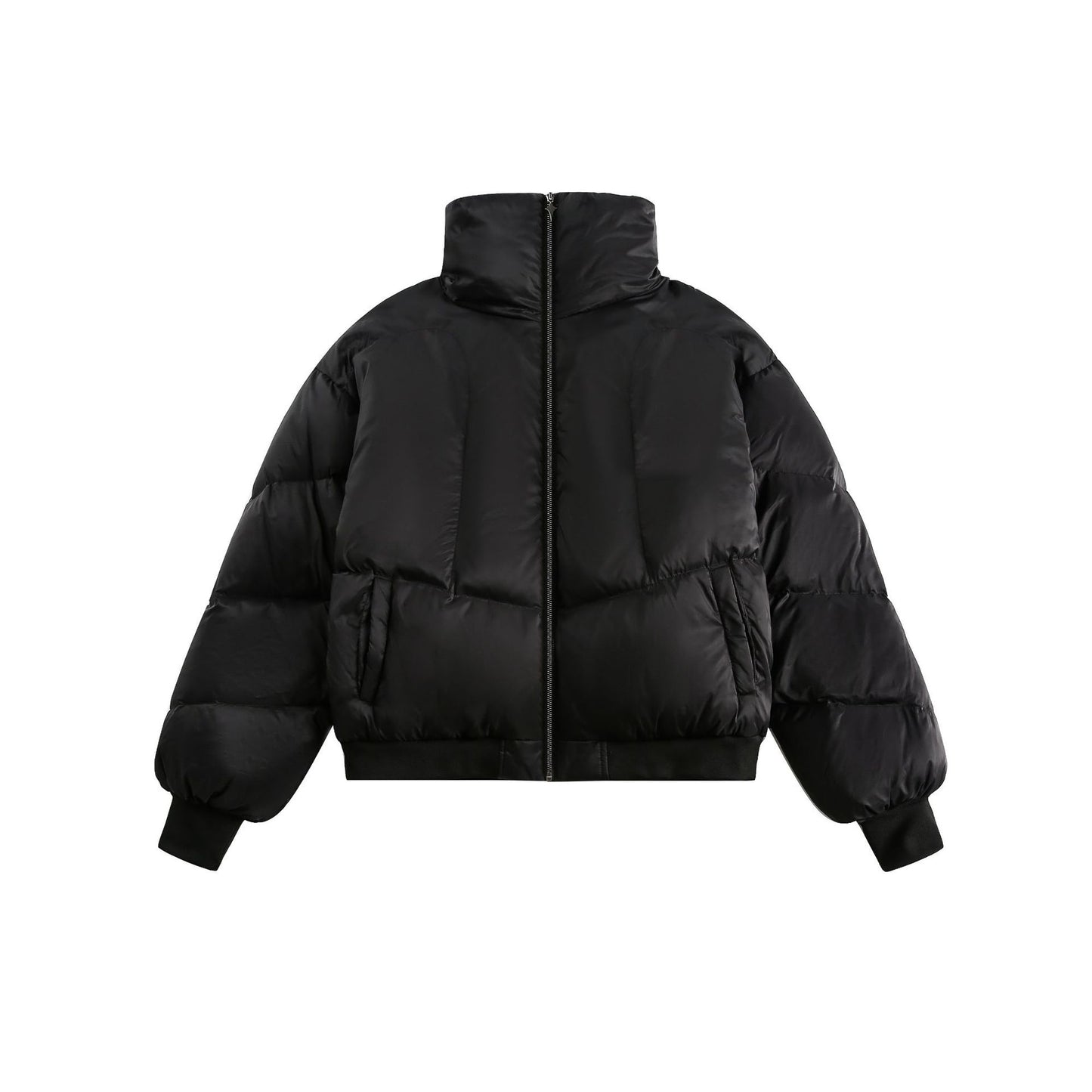 Winter New White Duck Down American Black Stand-up Collar Bread Coat