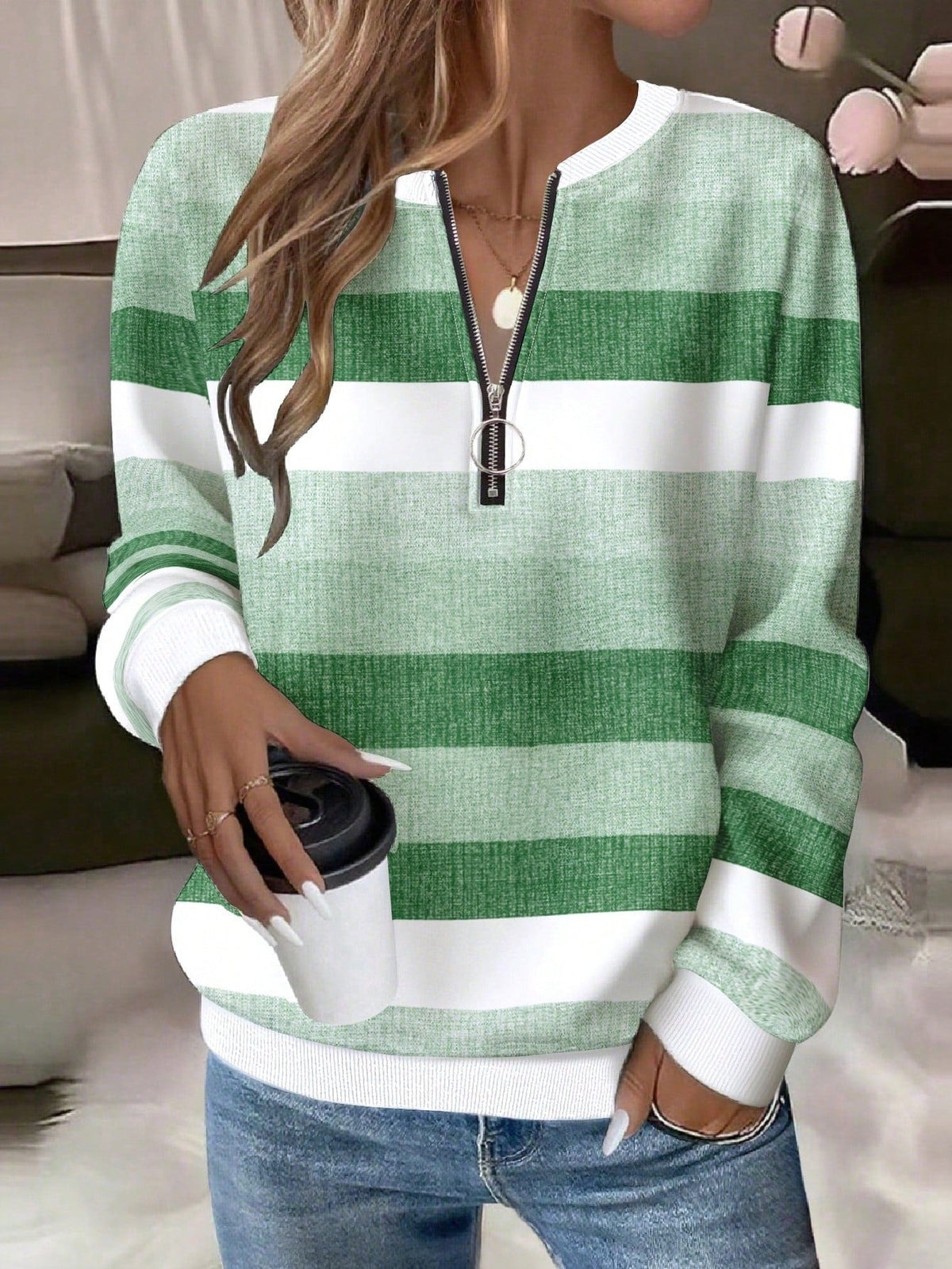 2026 Foreign Trade Women's HalfZip LongSleeve Sweatshirt Fashion Hoodie For Women