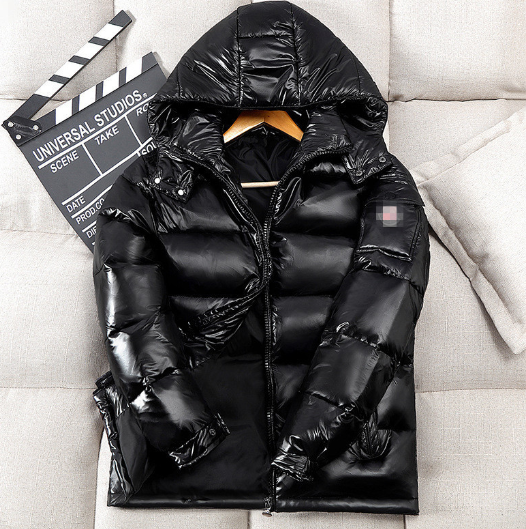 Men's Hooded Shiny Puffer Jacket - Casual Winter Coat