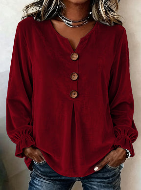 Summer women's V-neck button-up blouse