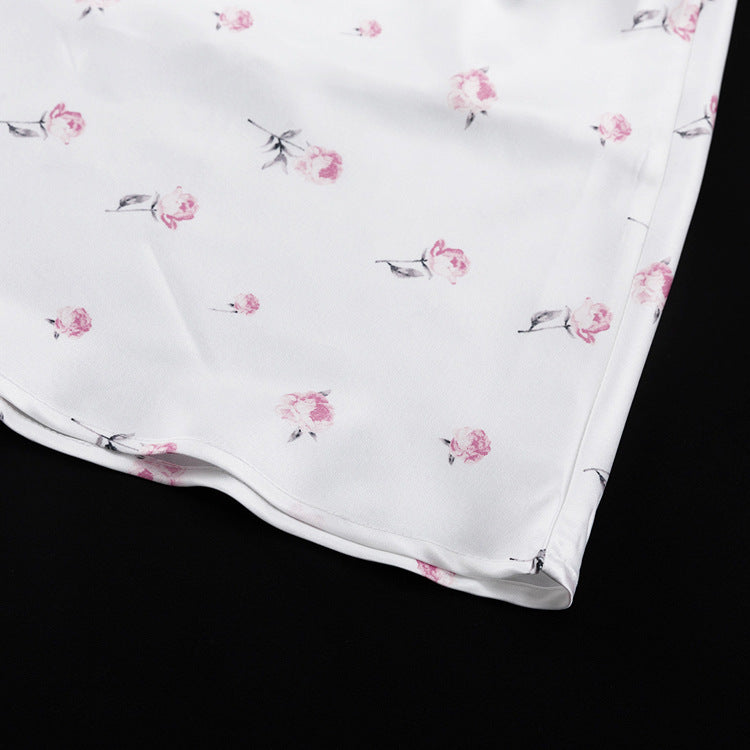 Floral V-neck Short-sleeved High-waisted Bodycon Dress